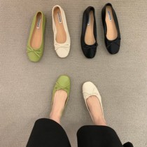 ITSK single shoe female round head shallow mouth flat bottom butterfly knot late evening wind gentle grandma shoes ladyshoe