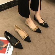 ITSK Shoes Womens Single Shoe Pointed Flat Bottom Shallow Mouth Soft Base Small Aroma Ethos Shoes Ladyshoe