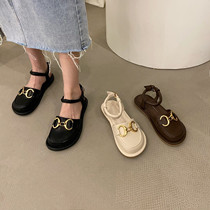 ITSK shoes children Baotou sandal outside wearing round head flat bottom soft bottom lined with Roman shoe single shoes