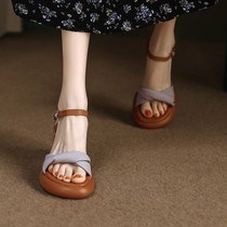 Walk untired series -- ITSK -- sandal womens summer genuine leather waterproof bench lined with coarse heels