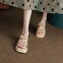 No-ones area Rose-I T S K sandal womens tennis Veil Toe with a thick bottom heightening Roman womens shoes