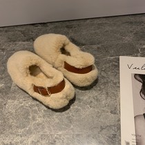 ITSK Hairy Shoes Women Winter Outwear Ferret Wool Garnter A foot pedal flat-bottomed cotton shoes