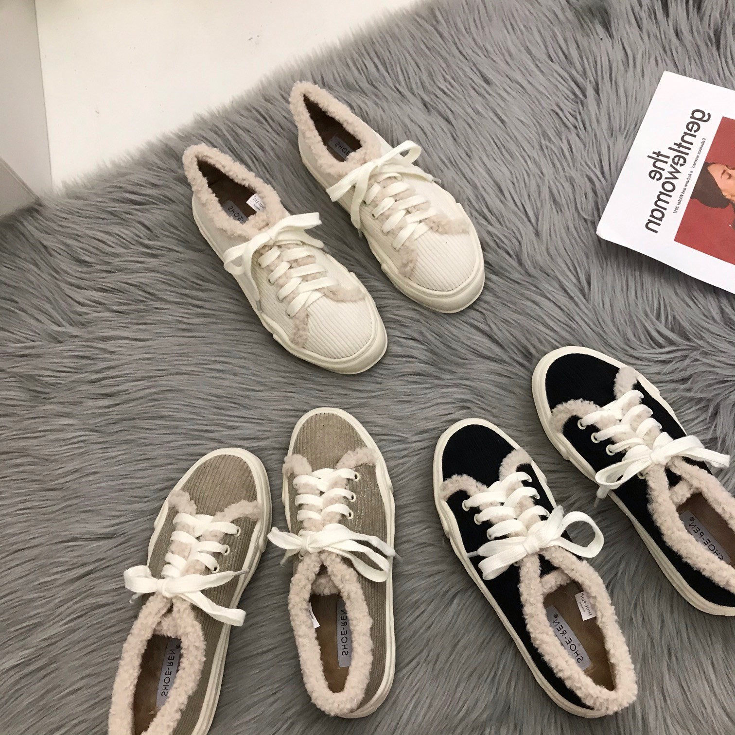 ITSK plush shoes women's outer wear fleece thick-soled suede beanie cotton shoes