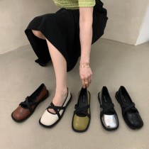 Sweet dreams Alice ~ ITSK round head cross buckle with shallow mouth flat bottom Mary Jane shoes female