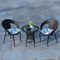 Outdoor rattan chair three-piece imitation rattan chair coffee table five-piece outdoor furniture cafe table and chair leisure chair