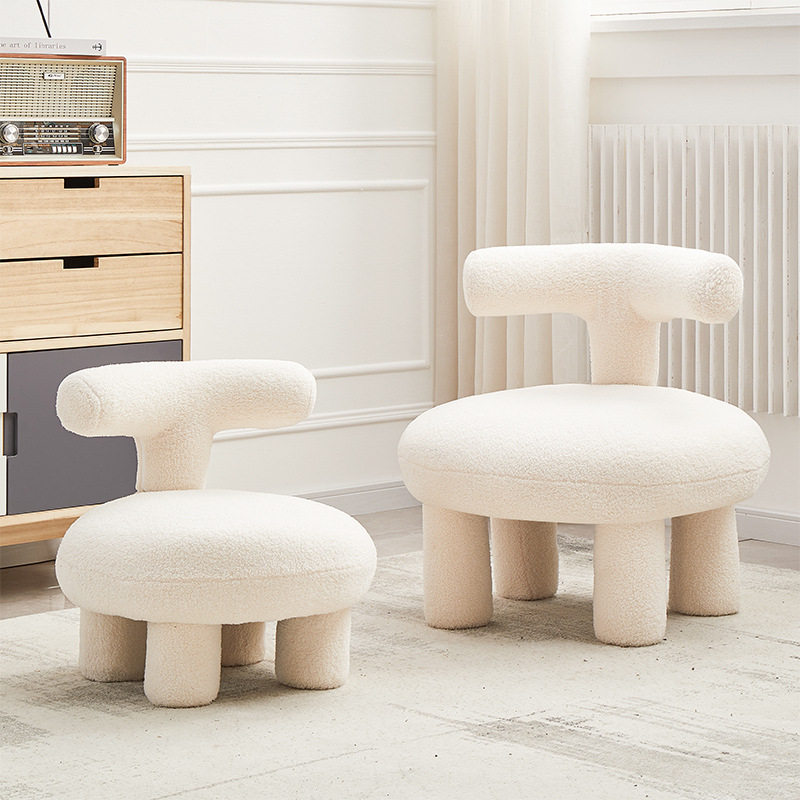 Lamb suede single casual chair ins Nordic minimalist designer unwashed little stools children's living-room sloth sofa