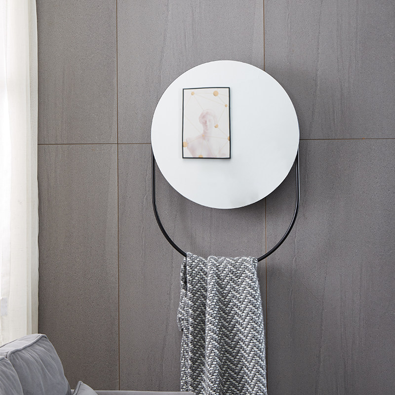 Light extravagant full-body mirror round full-body mirror wall-mounted explosion-proof mirror hanging wall Home entrance bedroom full body mirror with shelf