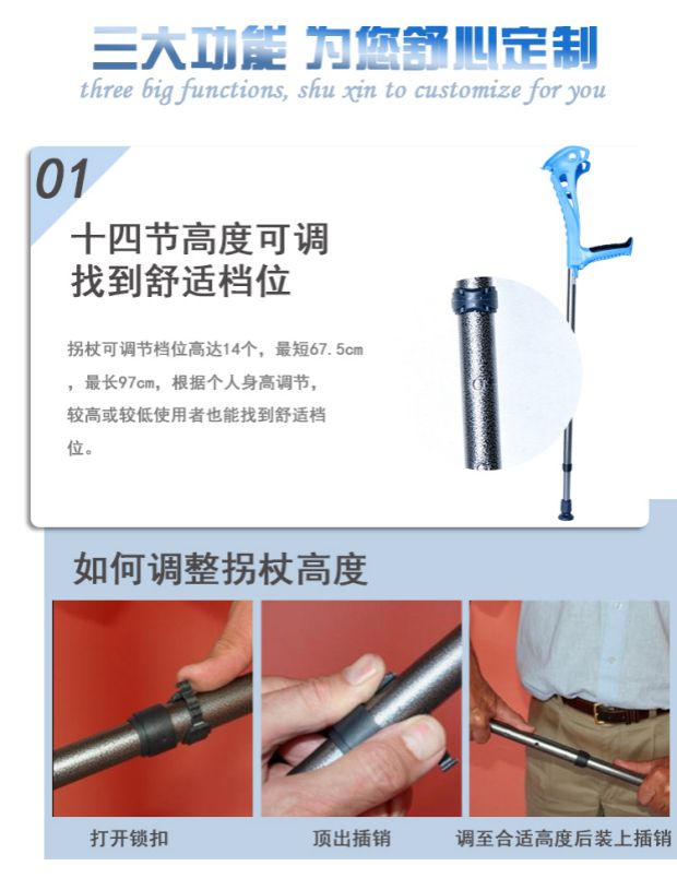 Pháp nhập khẩu mía già đi bộ cầm tay với gậy có thể trekking cực Pháp nhập khẩu nạng FDI - Gậy / gậy gậy chống chân