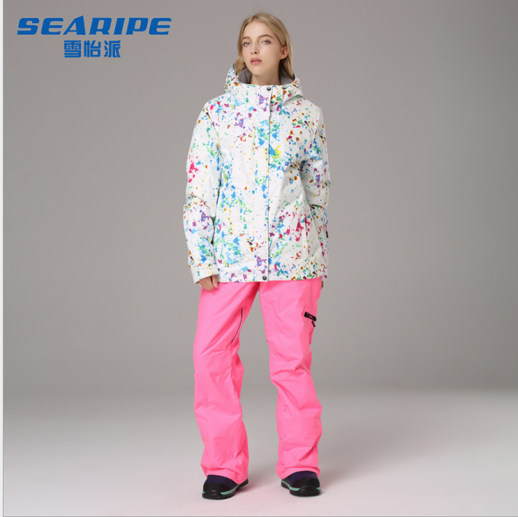Snowy Pie double board Veneer Ski Suit Women Suit Windproof Waterproof Warm Adult Ski Pants Outdoor Outfit