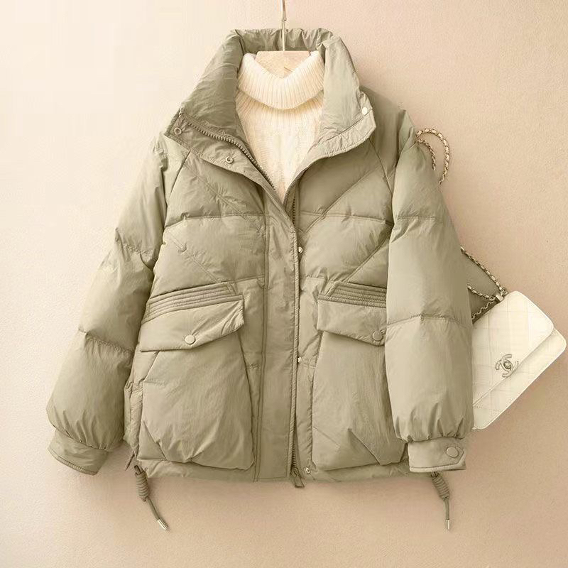 Cotton-Padded Short Jacket 2025 Winter New Style down Cotton Coat Korean Version Loose Stand Collar Warm Thickened Outerwear Cotton-Padded Jacket Cotton-Padded Short Jacket 2025 Winter New Style down Cotton Coat Korean Version Loose Stand Collar Warm Thickened Outerwear Cotton-Padded Jacket
