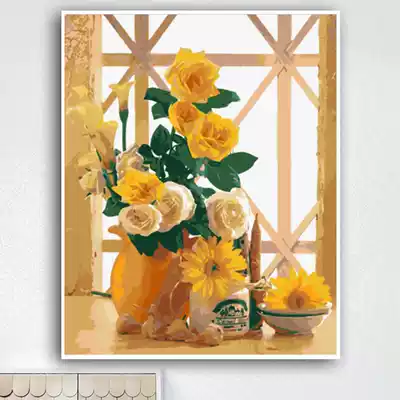 DIY digital oil painting custom flower 4-Gorgeous bedroom coloring coloring hand-painted decorative oil painting