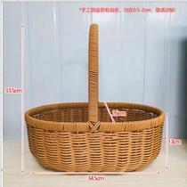 Rattan portable flower arrangement imitation rattan hand-woven flower shop wicker flower basket living room decoration photo-taking pastoral basket