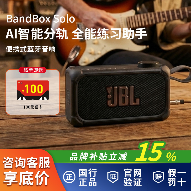 Jbl Bandbox Solo Portable Guitar Speaker for Instrument Playing, Karaoke Practice, Bluetooth Audio Speaker