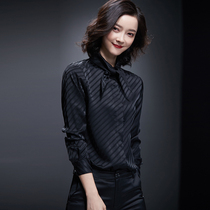 Black shirt Womens 2021 spring professional wear womens suit striped long sleeve fashion shirt slim body royal sister fan top