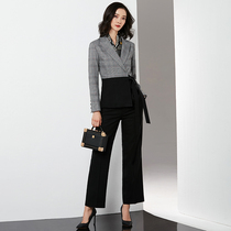 Suit set women 2021 autumn and winter thickened British style temperament wide leg pants professional suit women business suit