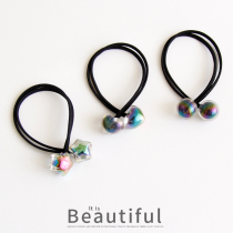 Japanese Fashion Square peach heart ball ball Hairband Dream starry sky Hairband hair rope tie hair pony tail head rope leather case