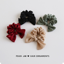 ins wind simple solid color fabric bow large intestine hair circle meatball head tie hair head rope net red headdress female hair rope