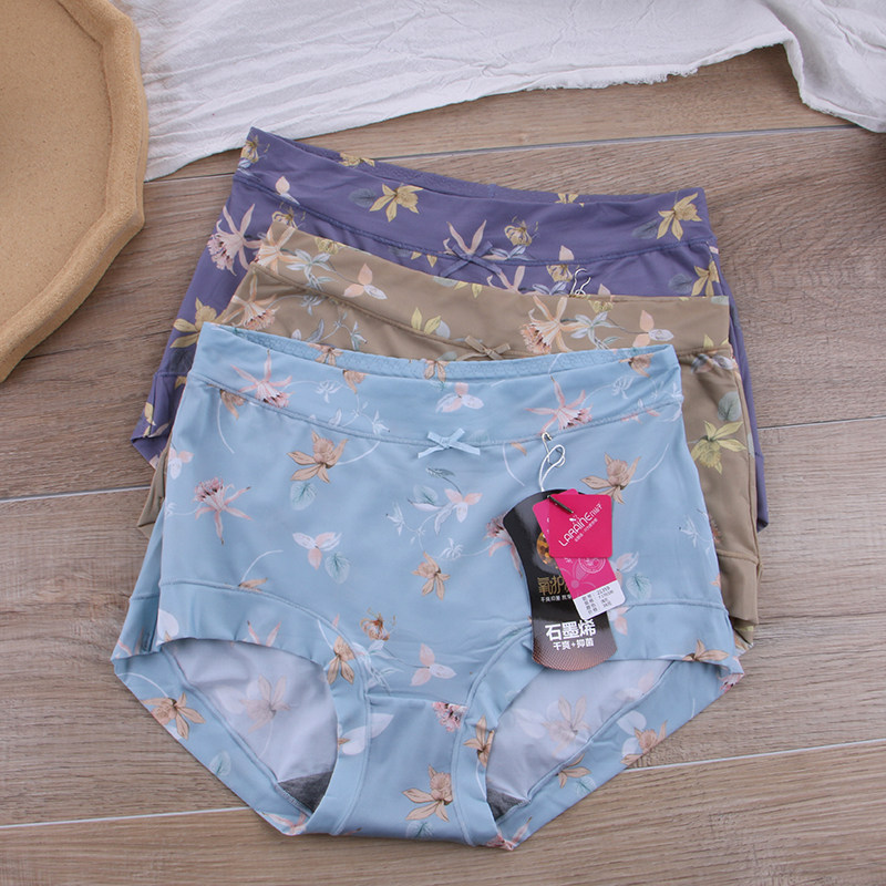 Flowers Fairy clear cabin Milk Silk Ice Silk Printed Speed Dry Graphene Stalls High Purse Hip Knickers 21359