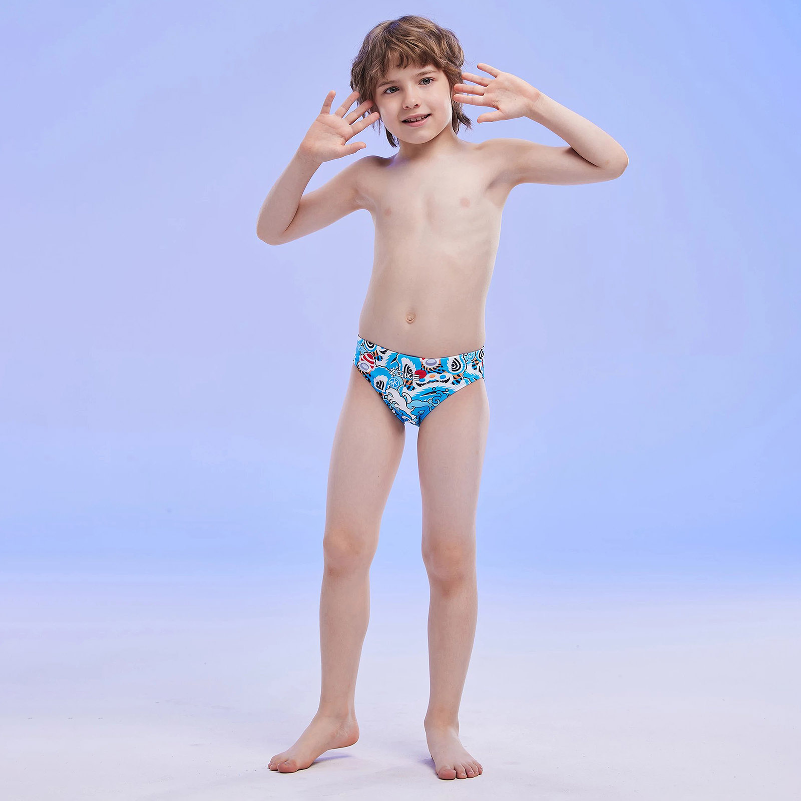Zoke Chau Ke Triangle Swimsuit Swim Trunks Children's Cute Handsome Lion Dance Lion Dance Professional Training Competition Quick Drying
