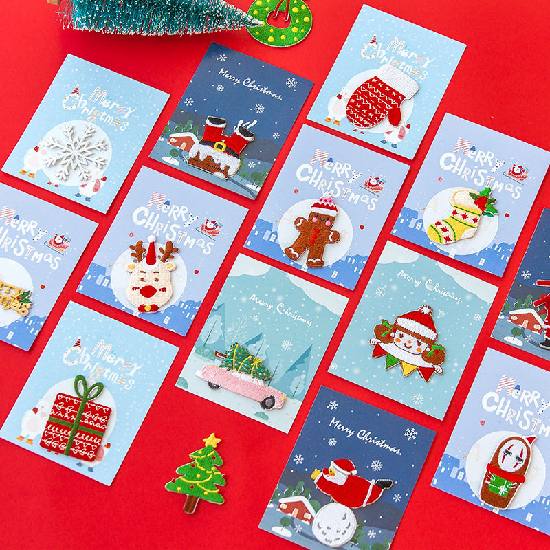 Christmas fashion pattern embroidery cloth stickers broken hole stickers clothes hand account book doughnut decoration stickers diy mobile phone Protective case