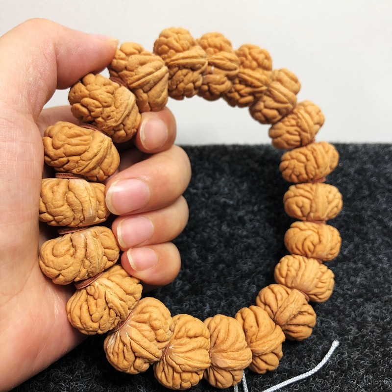 霸王龍核桃、文玩 文玩核桃特大27mm秦岭霸王龙矮桩桃核胡龙纹手串念珠佛珠手链手持