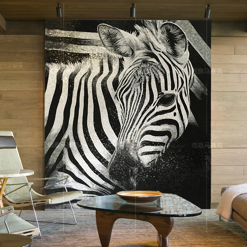Zebra Ice Jade Cut Painting Mosaic Jigsaw Puzzle Background Wall Genguan Aisle Makeup Room Tile Wall Stickup Decoration Building Materials