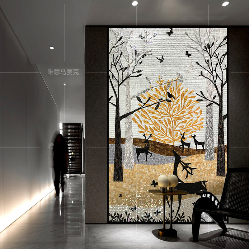 Nordic Minimalist Modern Mosaic Fine Cut Painting Genguan Living Room Aisle Tile Background Wall Puzzle Decorative Fresco