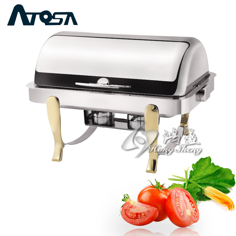 Luxury gold-plated buffet stove extra thick stainless steel square buffet stove flip cover Buffy stove buffet tableware