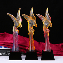 Customized glass trophies high-end creative trophies crystal pentagram medals customized awards for outstanding employees