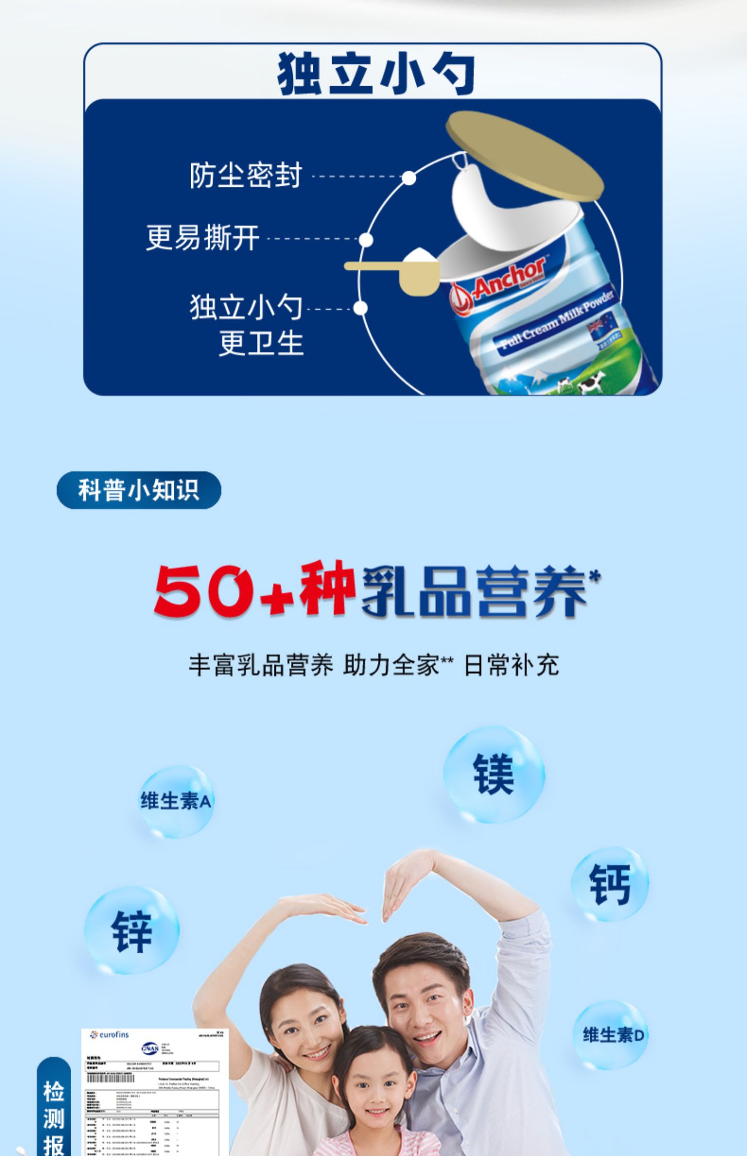 新西兰进口，Anchor 安佳 全脂奶粉 900g罐*2件 162元包邮（需领券） 值值值-买手聚集的地方