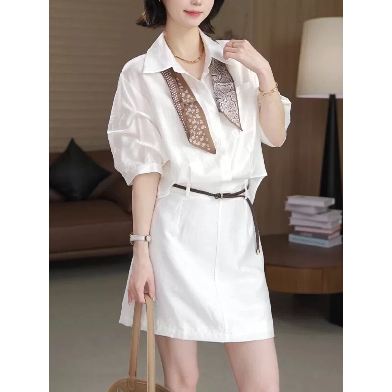 Plus-Size Women's Summer New Style Slimming and Elegant Shirt Dress with a Sophisticated and Classic Design, Faux Two-Piece Dress Plus-Size Women's Summer New Style Slimming and Elegant Shirt Dress with a Sophisticated and Classic Design, Faux Two-Piece Dress
