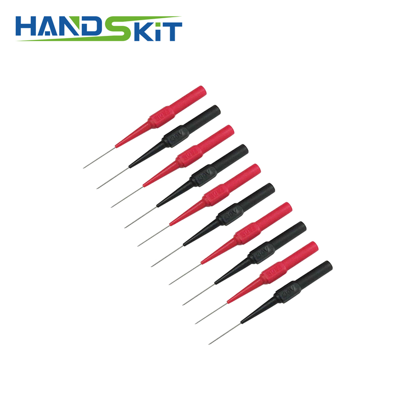 Ultra-Fine 0.7mm Probe Multimeter Pen, Flexible 5 Red 5 Black Repair Test Piercing Wire Probe with Silicone Back Pin