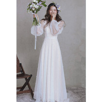 Light wedding dress travel photography super fairy simple forest system uniform white slim location Korean style 2022 new small dress summer