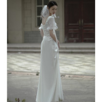 Light wedding simple French white thin lender license travel shoot small tailing welcome super fairy 2021 New go out yarn summer