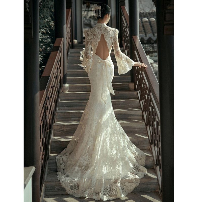 Lace retro wedding dress suitable for photo sessions,  Lace retro wedding dress suitable for photo sessions,