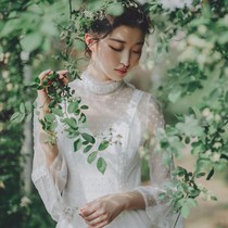 Mori light wedding dress French style super fairy simple Korean style location small retro fishtail go out gauze dress summer
