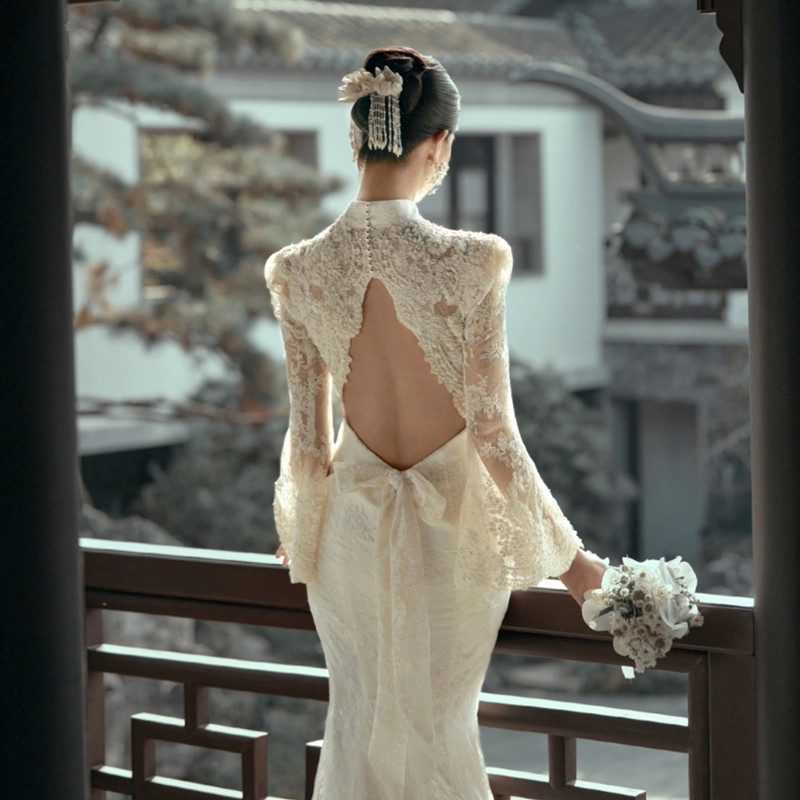 Lace retro wedding dress suitable for photo sessions,  Lace retro wedding dress suitable for photo sessions,