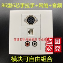 6-core hand-in-hand computer audio panel socket six-core conference microphone network two Lotus double AV three-position panel