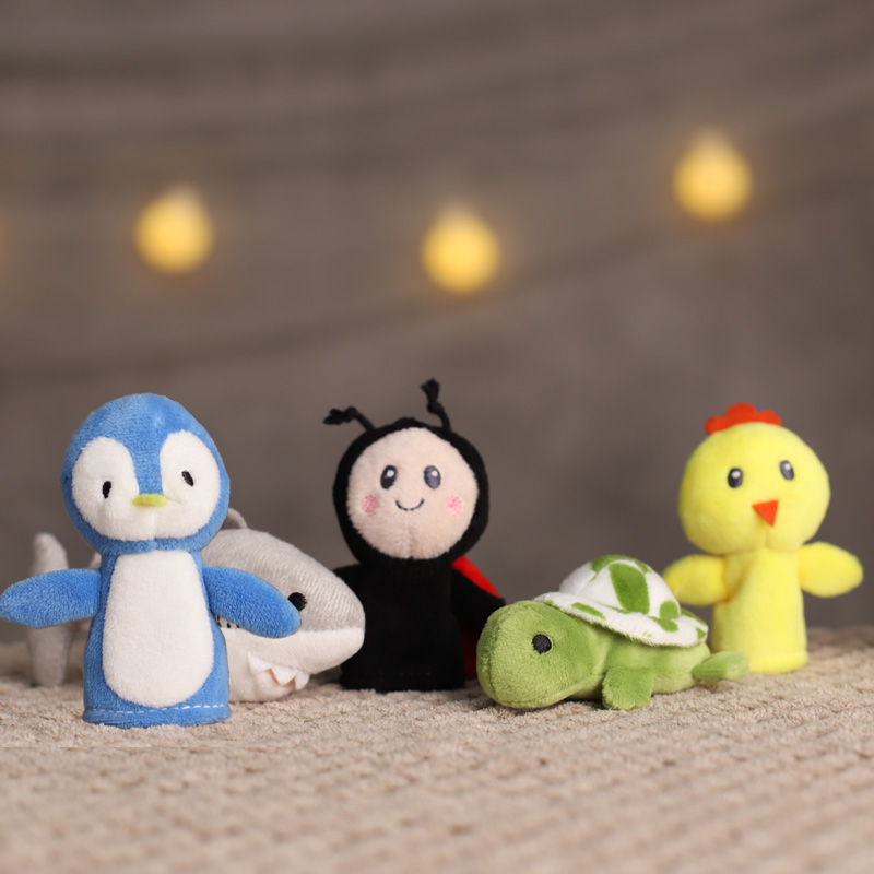 Cute penguin shark turtle Beetle Chick bee show Finger doll Chuck hand glove Finger toy finger doll