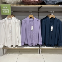 Spot Uniqlo Женская рубашка для женской лук Джоцци (черный рукав) 455739 460891uniqlo