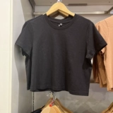 Uniqlo, бамбуковая короткая легкая и тонкая дышащая футболка с круглым воротником, высокая талия