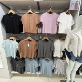 Uniqlo, бамбуковая короткая легкая и тонкая дышащая футболка с круглым воротником, высокая талия