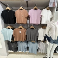 Uniqlo, бамбуковая короткая легкая и тонкая дышащая футболка с круглым воротником, высокая талия