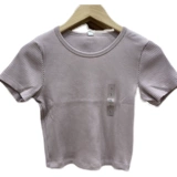 Спосоковые товары!Uniqlo Женская татуировка хлопка с круглая шея короткая T -Fore (короткая версия) 446802 452289uniql