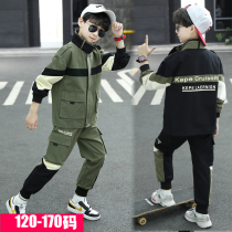 Boys spring clothing suit 2021 new children CUHK Childrens spring Han edition handsome boy cotton cloth Two sets of damp