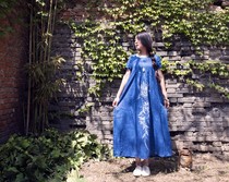 (Indigo grass) original plant blue dye indigo batik dress Ramie new intangible heritage technology set