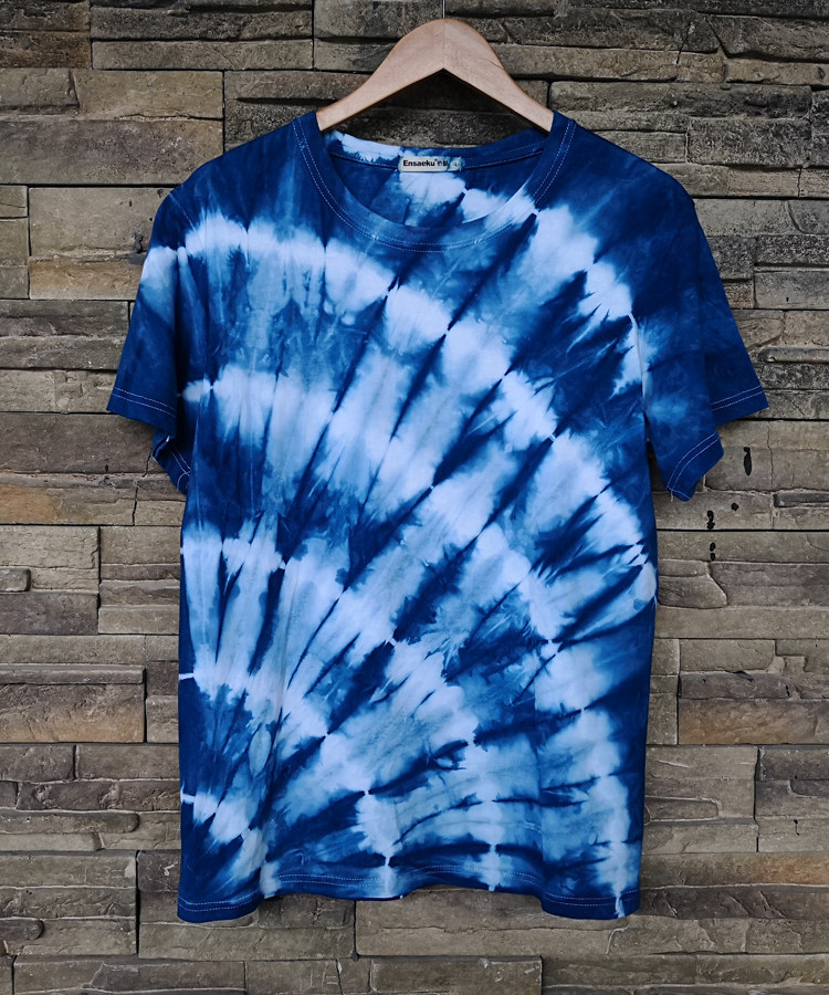 (Blue Indigo) Original plant indigo dyeing indigo batik tie-dye T-shirt custom processing pure handmade
