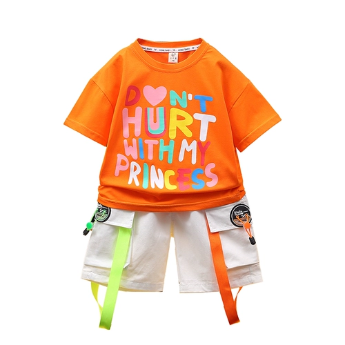 Комплект для мальчиков, детская летняя одежда, летние шорты, короткий рукав, в корейском стиле, в западном стиле