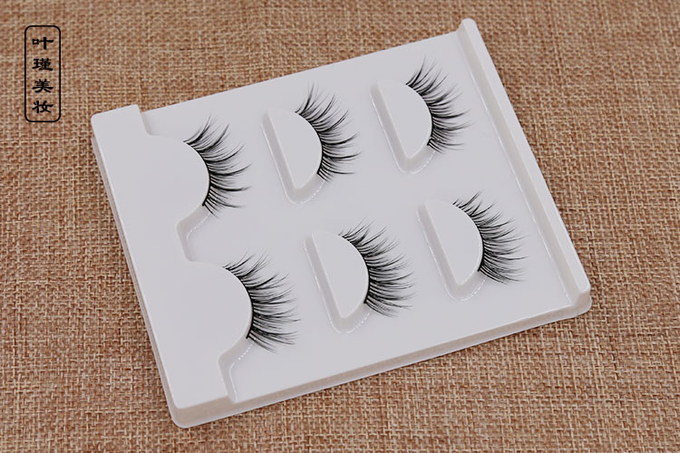 3d lông mi ba chiều Mô phỏng tự nhiên dày dày mắt dài lông mi giả lưới màu đỏ khói khói trang điểm khói - Lông mi giả gel kích mí mắt