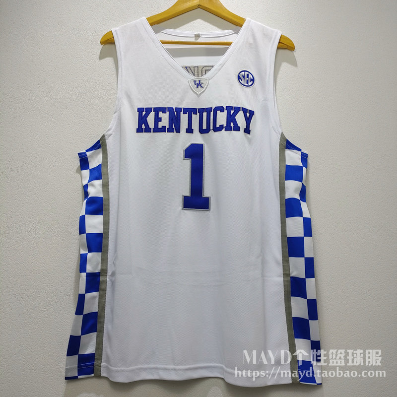 No. 1 Devin Buick Kentucky University Jersey American Embroidered Basketball Suit Sport Vest Men's Retro Training Suit-Taobao